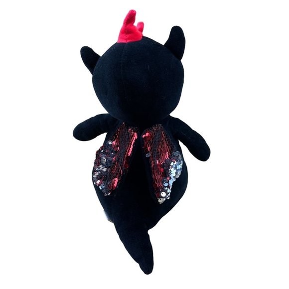 Fun Express Dragon Plush Sequin 14" Red Black Stuffed Animal Shiny - Picture 3 of 9